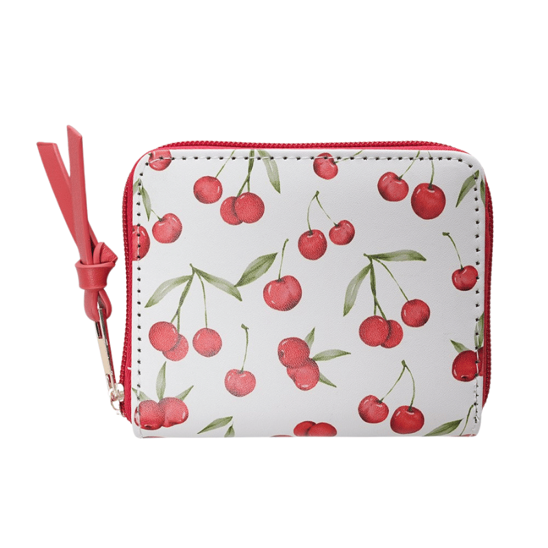 Ladies Small Cherry Print Coin Purse