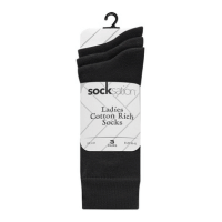 Ladies 3 Pack Cotton Socks - Black