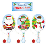 Wooden Paddle Bat And Ball - Christmas