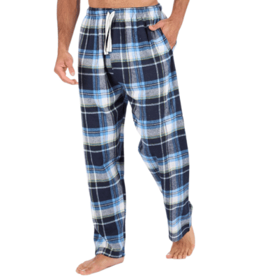 Mens Woven Check Flannel Lounge Pants Navy Check Design