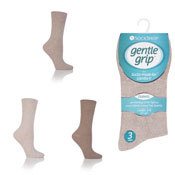 Ladies Diabetic Gentle Grip Socks Stone
