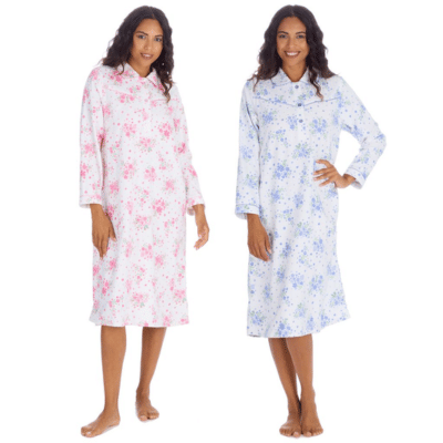 Ladies Floral Print Cotton Nightie Pink & Blue