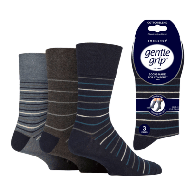 Mens Gentle Grip Socks Casual Pinstripe