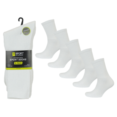 Mens 5 Pack White Premium Sport Socks