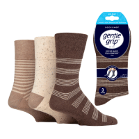 Mens Gentle Grip Core Holiday Beige Stripe Socks
