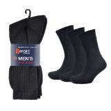 Mens 3 Pack Plain Black Sport Socks