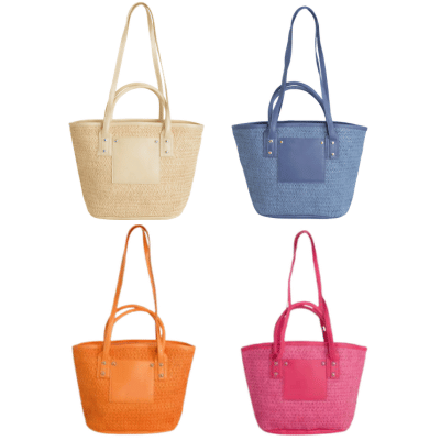 Vibrant Straw Shopper Bag With Double Handles