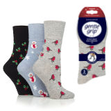 Ladies Christmas Design Gentle Grip Socks