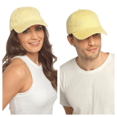 Adults Stone Washed Baseball Cap Lemon