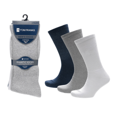 Mens 3 Pack Grey Mix Diabetic Socks