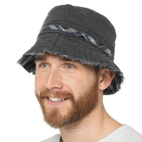 Mens Grey Washed Bucket Hat L/XL