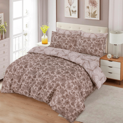Super Soft Printed Duvet Set Elegant Brown