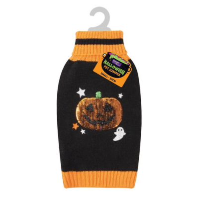 Halloween Sequin Pumpkin Pet Jumper Small 30cm