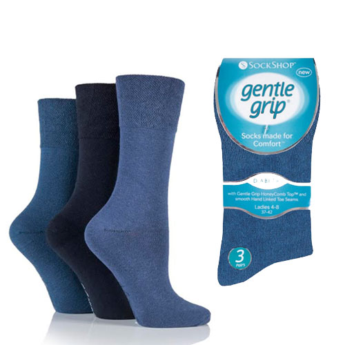 Ladies Diabetic Gentle Grip Socks Navy