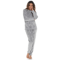 Ladies Star Embossed Fleece Plush Twosie - Grey