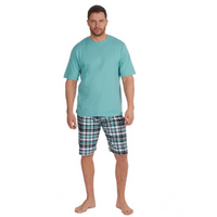 Mens Jersey T-Shirt + Woven Shorts Set Sea Green