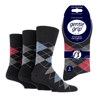 Mens Honeycomb Top Gentle Grip Socks Argyle