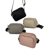 Ladies Textured Design Double Zip Crossbody Bag