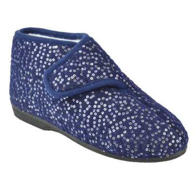 Ladies Easy Access Sequin Slipper Navy