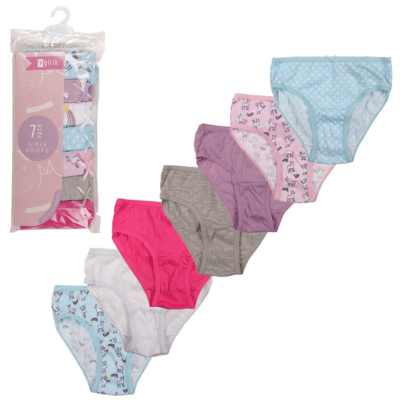 Girls 7 Pack Unicorn Design Briefs