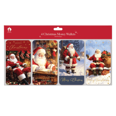 4 Pack Traditional Santa Money Wallets