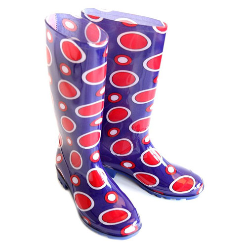 red wide calf wellies