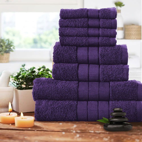Luxurious 8 Piece Towel Bale Set Aubergine