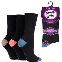 Ladies Gentle Grip Socks Coloured Heel & Toe