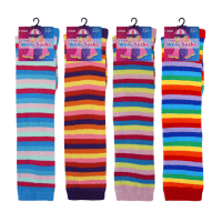 Ladies Cotton Rich Welly Socks Rainbow Stripes