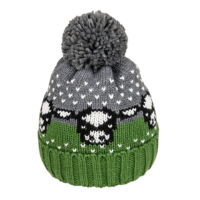 Ladies Fleece Lined Cow Design Knitted Bobble Hat