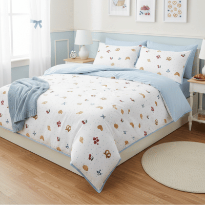 Fun Design Duvet Set Croissant Blue