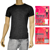 Mens Brushed Thermal Underwear T-Shirt Black Plus Sizes