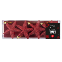 Red Glittered Stars Christmas Tree Decoration