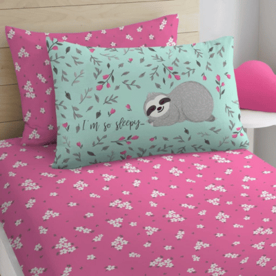 Kids Single Fitted Sheet - Sleepy Sloth