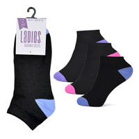 Ladies Black Heel And Toe Trainer Socks