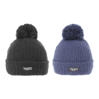 Mens Thermal Lined Ribbed Knitted Bobble Hat Black & Navy