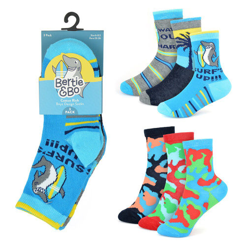 Boys 3 Pack Socks 2 Design To Choose From Lion OR Monkey SK308 