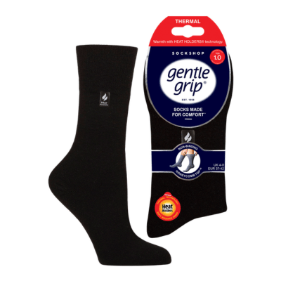 Ladies Heat Holders Gentle Grip Thermal Socks Black