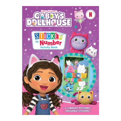 Official Gabbys Dollhouse Sticker By Numbers Book