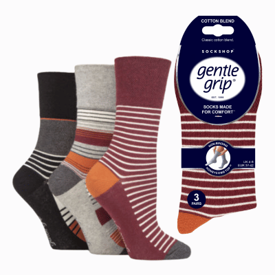 Ladies Gentle Grip Socks Sedimentary Stripe
