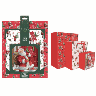 Green Christmas Eco Santa Gift Bags Pack Of 3