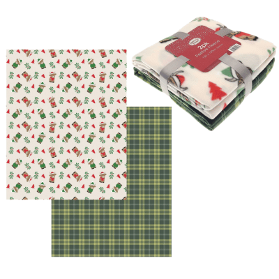 Pack Of 2 Christmas Kisses Highland Cow Design Fleece Throws