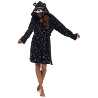 Ladies Foxbury Panda Applique Embroidery With 3D Hood Knee Length Gown