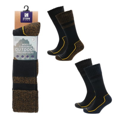 Mens 2 Pack Cushioned Long Outdoor Socks