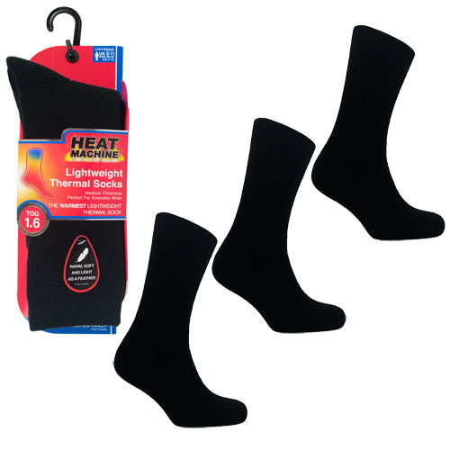 Mens Heat Machine 1.6 Tog Thermal Socks Black