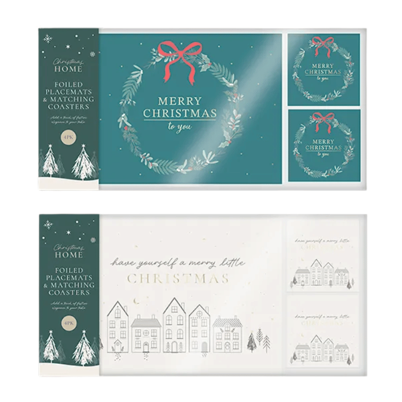 Foiled Christmas Coasters & Placemats 4 Pack