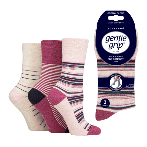 Ladies Gentle Grip Embrace Mixed Stripe Socks
