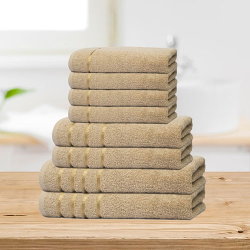 Bear & Panda 8 Piece Cotton Towel Bale Beige