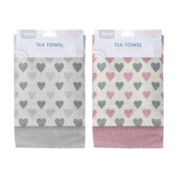 Heart Design Waffle Tea Towel 2 Pack
