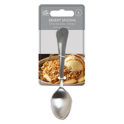 Stainless Steel Dessert Spoons 4 Pack